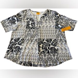 Ruby Rd. Women’s NWT Black and White Patterned Blouse Size 3X